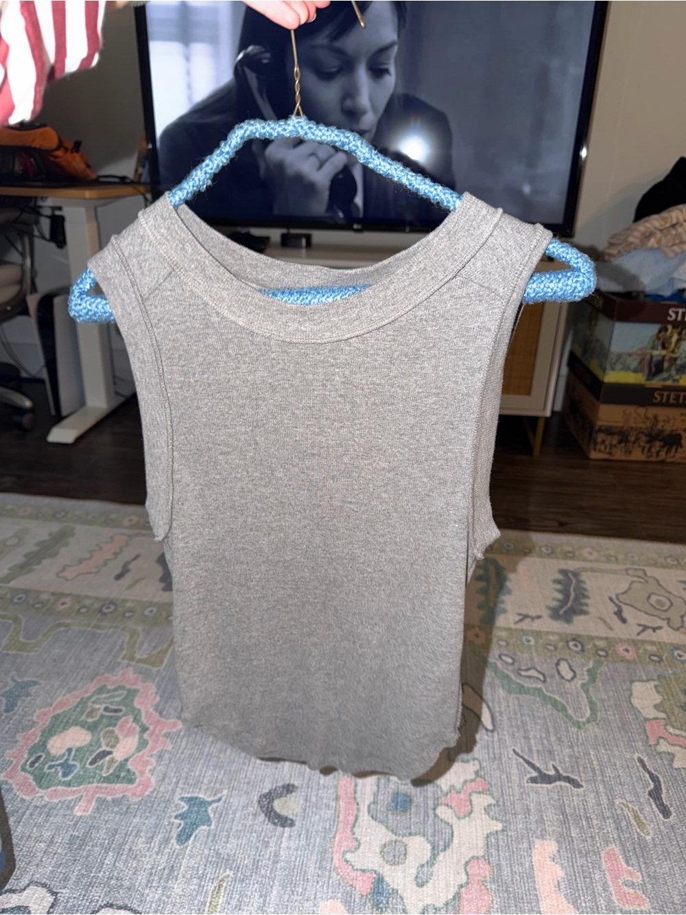 We The Free Ribbed Crewneck Tank Top in Light Gray - Picture 3 of 5
